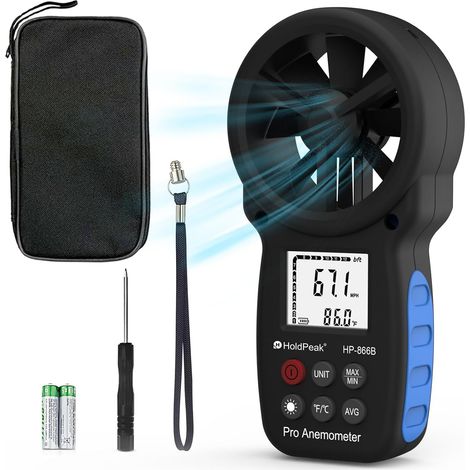 Anémomètre Portable, Anémomètre Numérique Haute Précision, Mesure la Vitesse du Vent, la Température, pour VMC, Extérieur, Drones HP-866B (1/5)