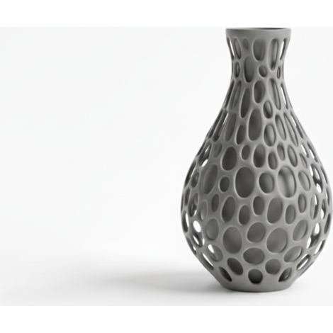 Vase décoratif pour fleurs, ajouré, gris, design moderne (1/3)