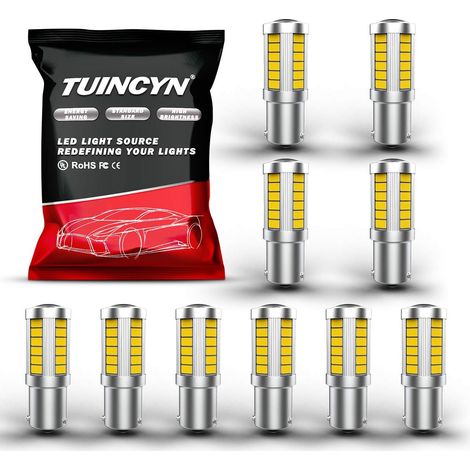 BAU15S PY21W Ampoule à LED Blanche Ampoule de Frein 5630 33SMD 1156 7507 12496 5009 7507AST Feux Clignotants Feu de recul Feu de recul CC 12V (Paquet de 10)