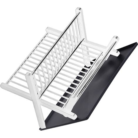 Égouttoir à vaisselle à 2 niveaux, grande capacité, pliable, blanc, pour un séchage rapide et facile. (1/5)