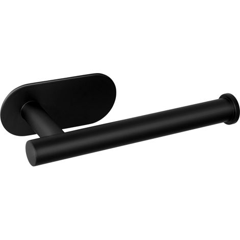 Porte-Papier Toilette sans Perçage - Porte-Rouleau Mural WC à Coller (Acier Inoxydable (Noir)) (1/5)
