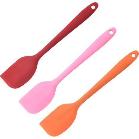 Spatules en silicone monobloc - Petites spatules en caoutchouc résistantes à la chaleur pour mélanger, cuisiner et pâtisser, lot de 3 (1/5)