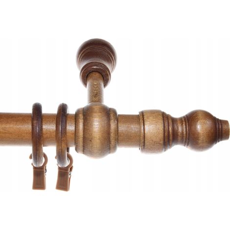 Tringle à rideau simple en bois couleur chêne, 280 cm (combinaison) (1/5)