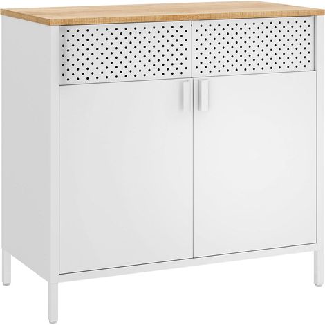 Mobile portaoggetti credenza 40 x 80 x 76 cm doppia anta magnetica con ripiano regolabile per sala da pranzo soggiorno cucina ingresso telaio in acciaio stile industriale bianco 120006434