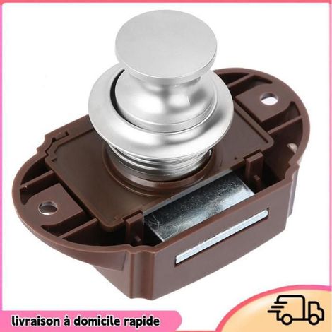 Serrure À Bouton-Poussoir - Pour Tiroir Armoire Bateau Camping-Car - Épaisseur Panneau 14-16 Mm - Diamètre Ouverture 26 Mm - 1 Pièce (1/4)