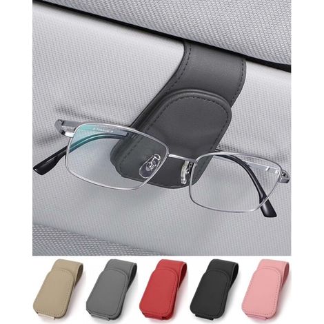 Clip pour lunettes de voiture, gris, 9,5 x 4,5 cm, 1 pièce, rangement pour pare-soleil, clip/étui multifonctionnel pour lunettes de voiture (1/5)