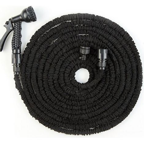 Tuyau d'arrosage extensible de 30 m pour jardin flexible avec pistolet pulvérisateur 7 fonctions, tuyau d'arrosage extensible magique(noir) (1/5)