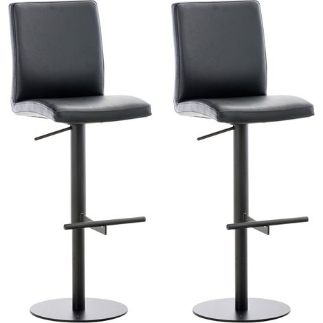 Set di 2 sgabelli da bar con poggiapiedi e schienale seduta in similpelle nera struttura in metallo nero 100006747