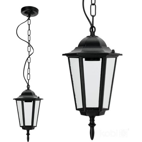 Schwarze Garten-Hängelampe für den Außenbereich an einer Kette 1xE27 50W LO4105 IP54 Kobi
