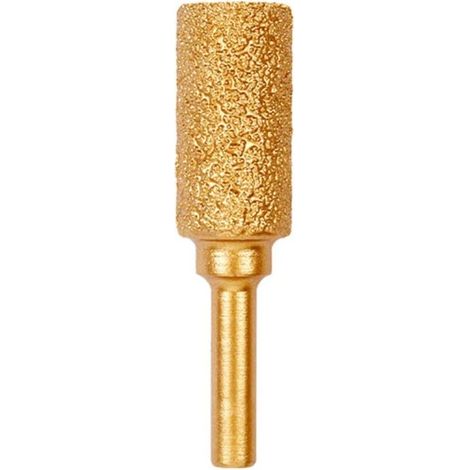 Tête de meulage diamant 15 mm cylindre - Poignée ronde 6 mm - Gros grain pour bois, pierre, métal - Ponçage, ébavurage acier inoxydable, coupe (1/5)