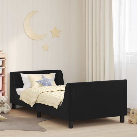 Kinderbettgestell mit Kopfteil Schwarz 80 x 200 cm Samt