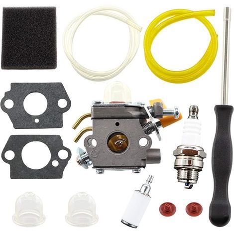 Kit carburatore per Ryobi RBC30SET RLT30CET RHT2660DA RLT26CDS RBC26SES Sostituisce Zama C1U-H60 308054003 985624001 con cacciavite di regolazione e filtro dell'aria (1/4)