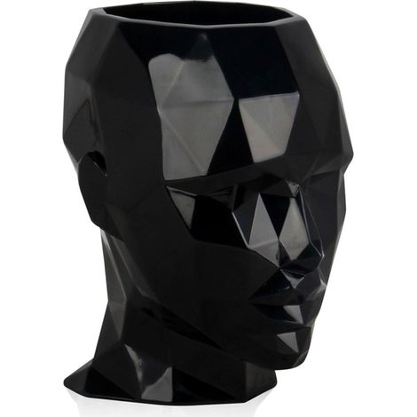 Macetero Rostro Mujer moderno de fibra de vidrio, para interiores 36x32x25cm Color Negro  - SpazioLuzio