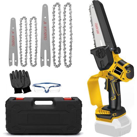 Mini-Elektrokettensäge, kompatibel mit Dewalt 18V/20V (ohne Akku), 8-Zoll/6-Zoll-Elektrokettensäge mit bürstenlosem Motor, kleine Kettensäge, Sicherheitsverriegelung, Säge (1/5)