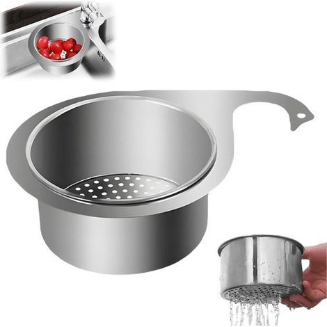 Cestello di scolo per lavello a forma di cigno in acciaio inox, filtro per residui di cibo, rete di scolo rimovibile, drenaggio rapido per foglie di tè/cibo - Argento (1/5)