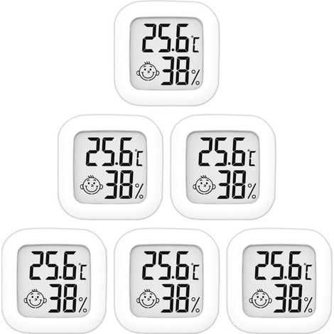 Lot de 6 thermomètres hygromètres d'intérieur de haute précision 10 °C à 70 °C Pour chambre de bébé, salon, bureau, serre (1/5)