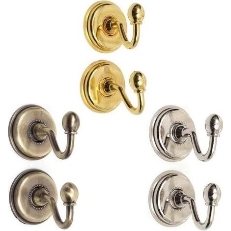 Lot de 6 crochets de rideaux avec vis - En alliage vintage - Crochets muraux décoratifs - Embrasses de rideaux (doré+bronze+argent) (1/5)