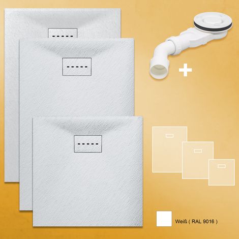 SONNI Design Duschwanne Duschtasse Flach aus SMC Brausewanne Super Flache 160 x 90 cm,Weiß,mit Ablaufgarnitur,Antirutsch (1/5)
