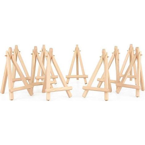 10 mini chevalets, présentoir en bois, porte-photos et porte-cartes de visite - 9 cm x 16 cm (1/4)