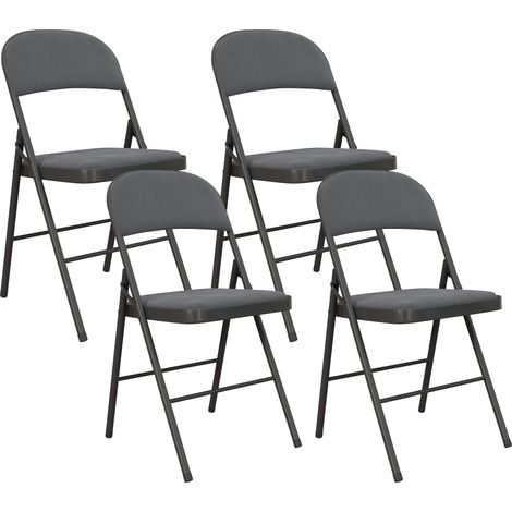 Lot 4 Chaises Pliantes Uhlbach Confort Velours Anthracite Design Compact (1/5)