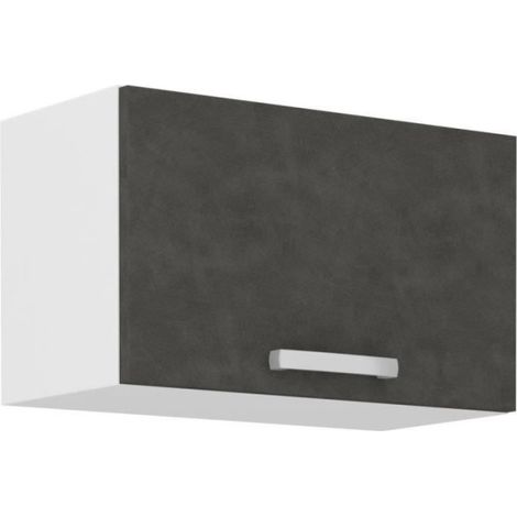 Meuble hotte porte basculante - Gris mat - L 60 x 31,6 x H 36 cm - LASSEN (1/5)
