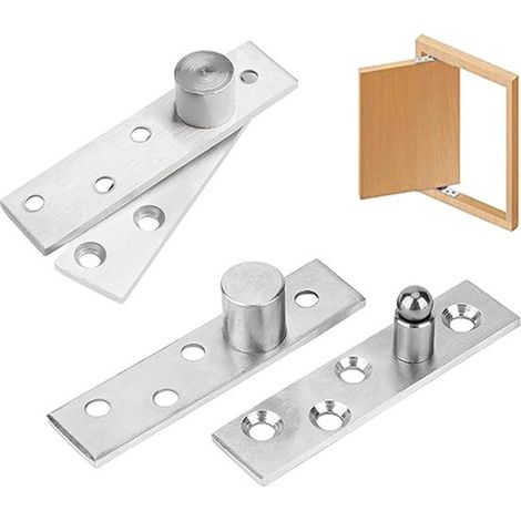 Bisagra invisible para muebles, 2 piezas, Mediana, Bisagra pivotante de 360 grados para puertas, No incluye tornillos, Plateada (1/5)