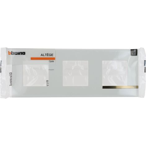 Plaque Altège Déco 3 postes Opale blanc brillant avec liseré imitation or BTICINO BTAL9OP3 (1/5)