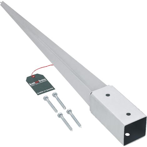 KOTARBAU® Support de Poteau Bois - Acier Galvanisé - 75 cm - Argent - 61 x 61 mm - Support Poteau à Enfoncer - pour Clôture et Pavillon - Résistant à la Corrosion (1/5)