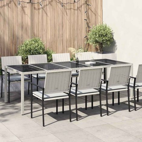 vidaXL Tavolo Giardino Bianco 250x100x75 cm Polyrattan Vetro