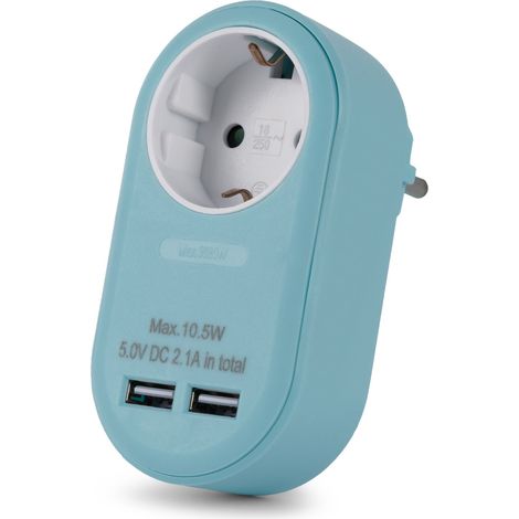 Entac EPAG-1EE-2USB-B adaptador de enchufe eléctrico Tipo F Azul (1/5)