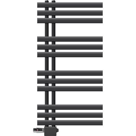 LuxeBath Radiador Toallero de Baño Iron EM 500 x 1000 mm Antracita Estufa con Termostato de Conexión Conexión Central Universal a Pared/Suelo , Calentador Secador de Toallas Kit de Montaje Incluído