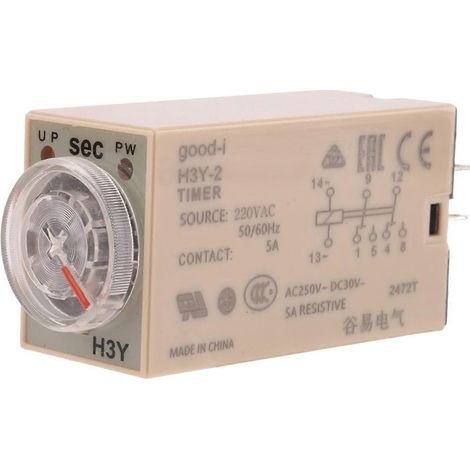 Relais temporisé 10S H3Y-2 AC 220V pour systèmes électriques domestiques-- (1/5)