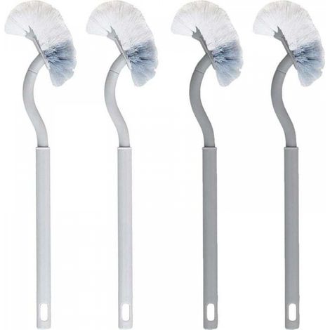 4pcs Brosse de Toilette Manche Longue Courbée, Double Face, Brosse Nettoyante Désinfectante pour Fond de WC (1/5)