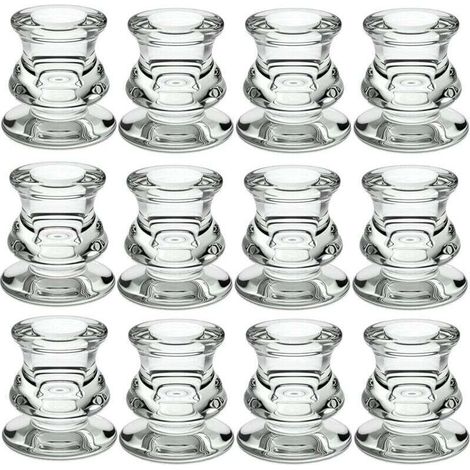 Lot de 12 bougeoirs en verre transparent pour mariage, rendez-vous, décoration d'intérieur H148 (1/4)