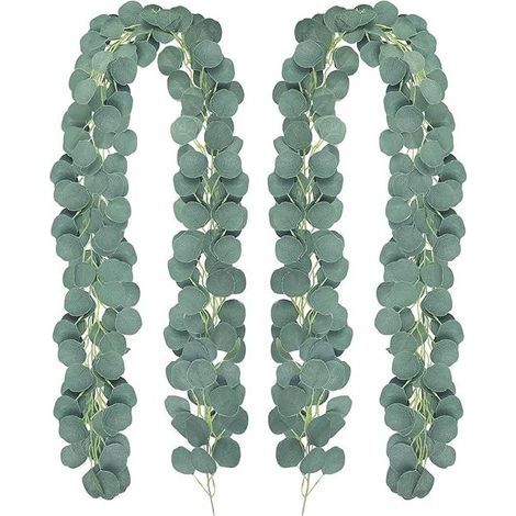 2 Pièces Guirlande vignes artificielles Couronne Eucalyptus, 1.8M 146 Eucalyptus Feuilles, Plante Artificielle Couronne d'eucalyptus, pour Mariage, Jardin, Suspendu, décoration Murale (1/5)