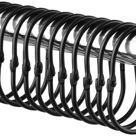 Packung mit 50 Duschvorhanghaken, rostfreie Zierringe, breite ovale Haken, geeignet für Badezimmer.
