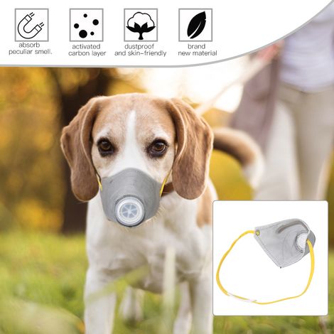 Masque facial réutilisable pour chien anti-brouillard, ajustable et lavable - Pack de 3, Gris Taille S (1/5)