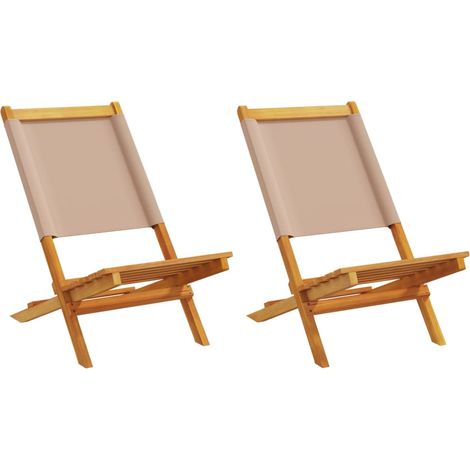 Gartenstühle 2 Stk. Taupe Massivholz Akazie & Stoff