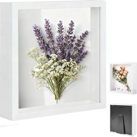 Cadre Photo 3D, 30 x 40 cm, Cadre Photo Profond à Remplir, avec Plaque Acrylique Transparente, Vitrine Cadres 3D en Bois Profond 3cm, Cadre d'Objet, pour la Mariage, Salon, Blanc (1/5)
