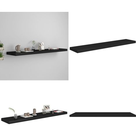 Schweberegal Schwarz 120x23,5x3,8 cm MDF - Schweberegal - Wandregal - Regal Schwarz - Waben-MDF - Metallregal - Home & Living (1/5)