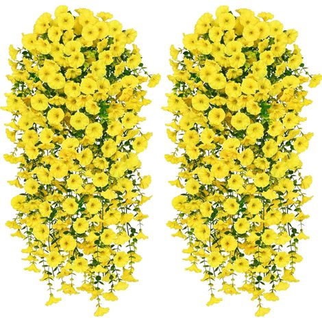 2er-Pack künstliche Hängeblumen, darunter Veilchen und Eukalyptusranken, geeignet zur Dekoration von Wänden, Wohnungen, Zimmern und Gärten. (1/5)