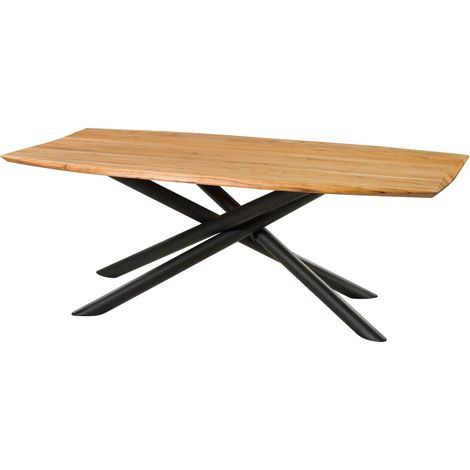 Esstisch Akazie 240x100x77 natur lackiert / Mikado-Beine rund schwarz