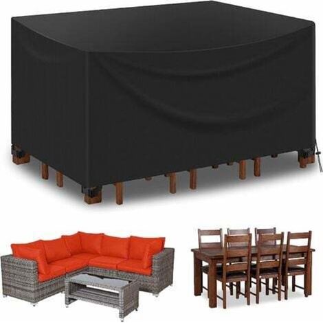Housse Salon de Jardin 420D Oxford Tissu Housse de Protection pour Mobilier Housse de Table de Jardin Imperméable Bâche de Protection avec Corde et Boucle Verrouillage(135X135X74cm) (1/5)
