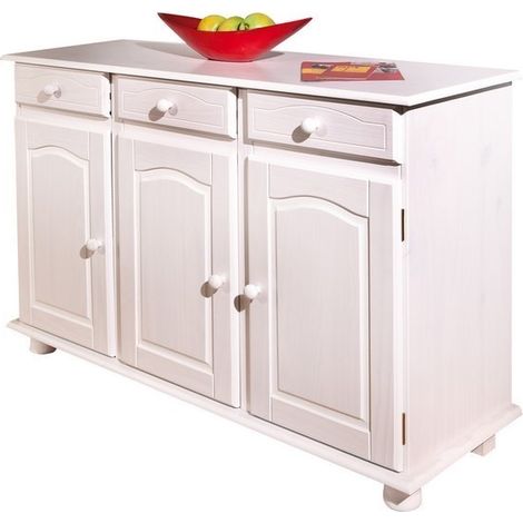 Mobile buffet livio 3ante+3cassetti pino massello verniciato ad acqua bianco - Inter Link