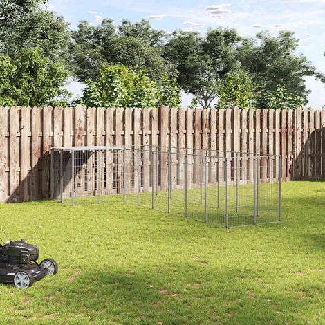 vidaXL Perrera plateada 6,05 m² acero (1/5)