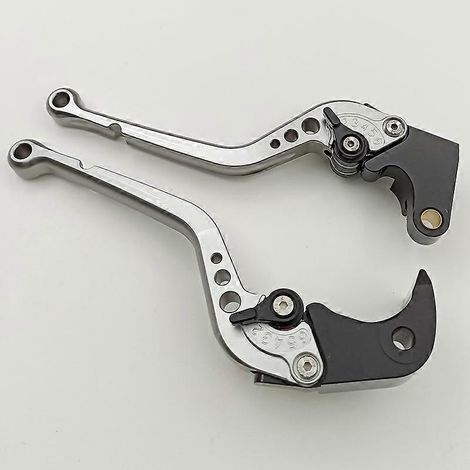 Guidon modifié avec frein, embrayage et klaxon réglables (tige longue grise) pour Suzuki GSXR750 2006-2010 (1/5)