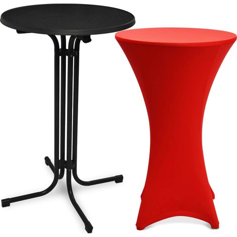 Table haute d'extérieur Bellini, pliable, Ø70cm, rouge, avec housse