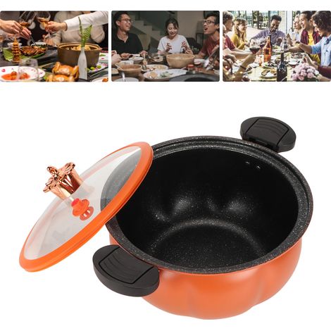 Olla a presión micro multifuncional de 8 litros con revestimiento antiadherente, color naranja, con tapa transparente para una cocción rápida y económica. (1/5)