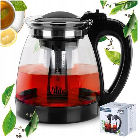 Théière avec infuseur, verre résistant à la chaleur, infuseur à herbes, 2 L