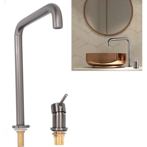 G1/2 Warm- und Kaltwasserarmatur für Waschbecken, komplett aus Kupfer, Aufsatzarmatur für Bad und Küche (1/5)